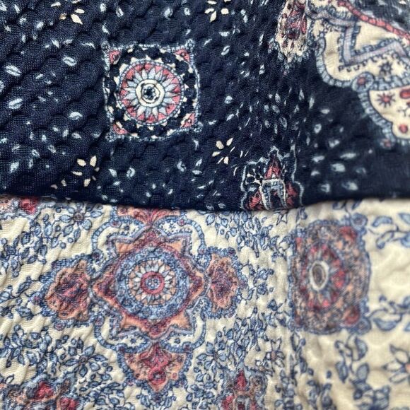 Rewind Textured High Neck Cut Out Fit & Flare Dress Blue Pink sz L - Picture 9 of 14